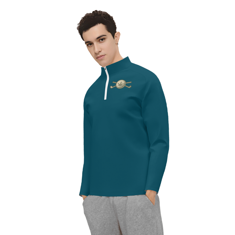 Men's Long Sleeve Quarter Zip-Dark Green