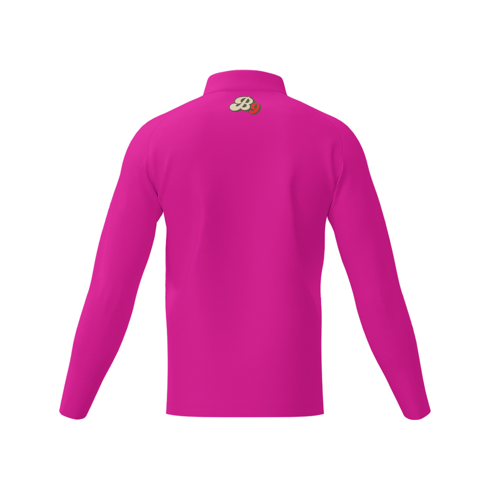 Men's Long Sleeve Quarter Zip-Dark Pink