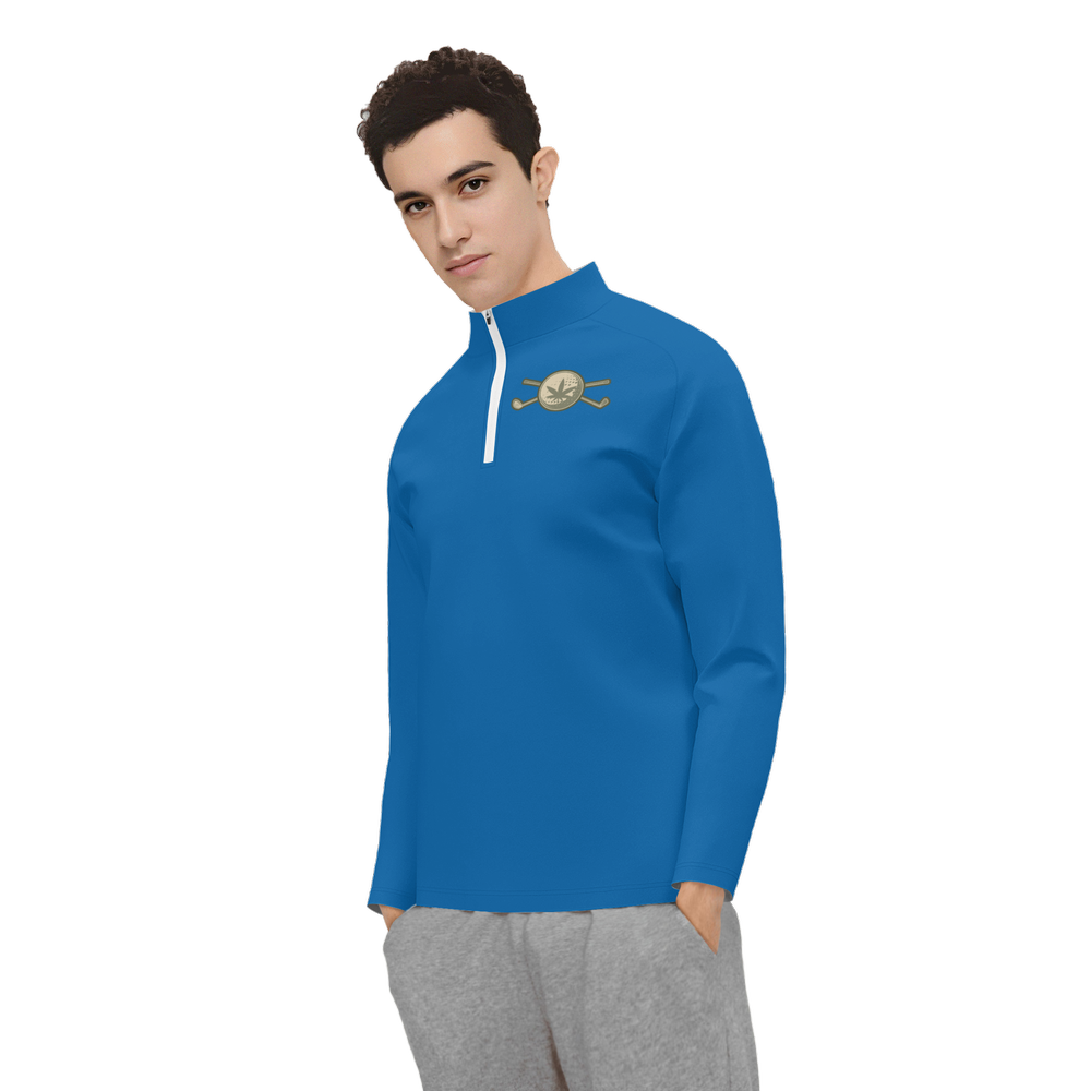 Men's Long Sleeve Quarter Zip-Dark Blue