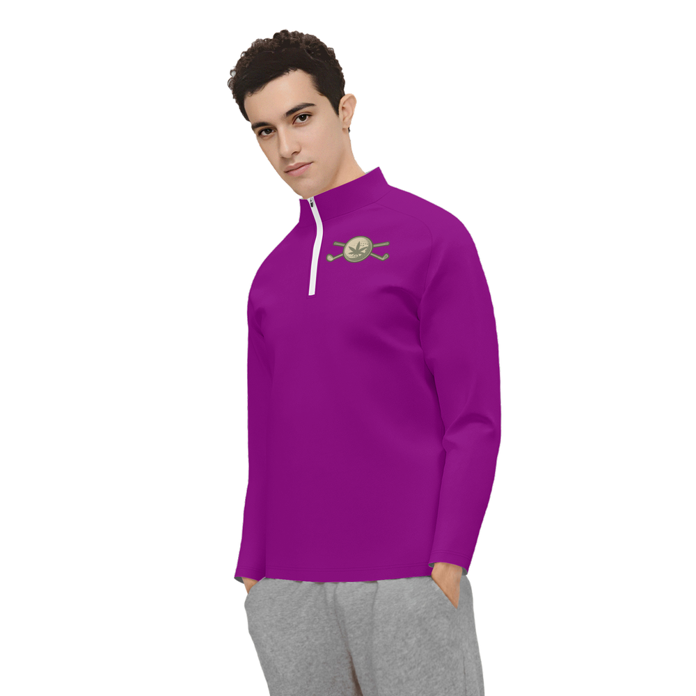 Men's Long Sleeve Quarter Zip-Purple