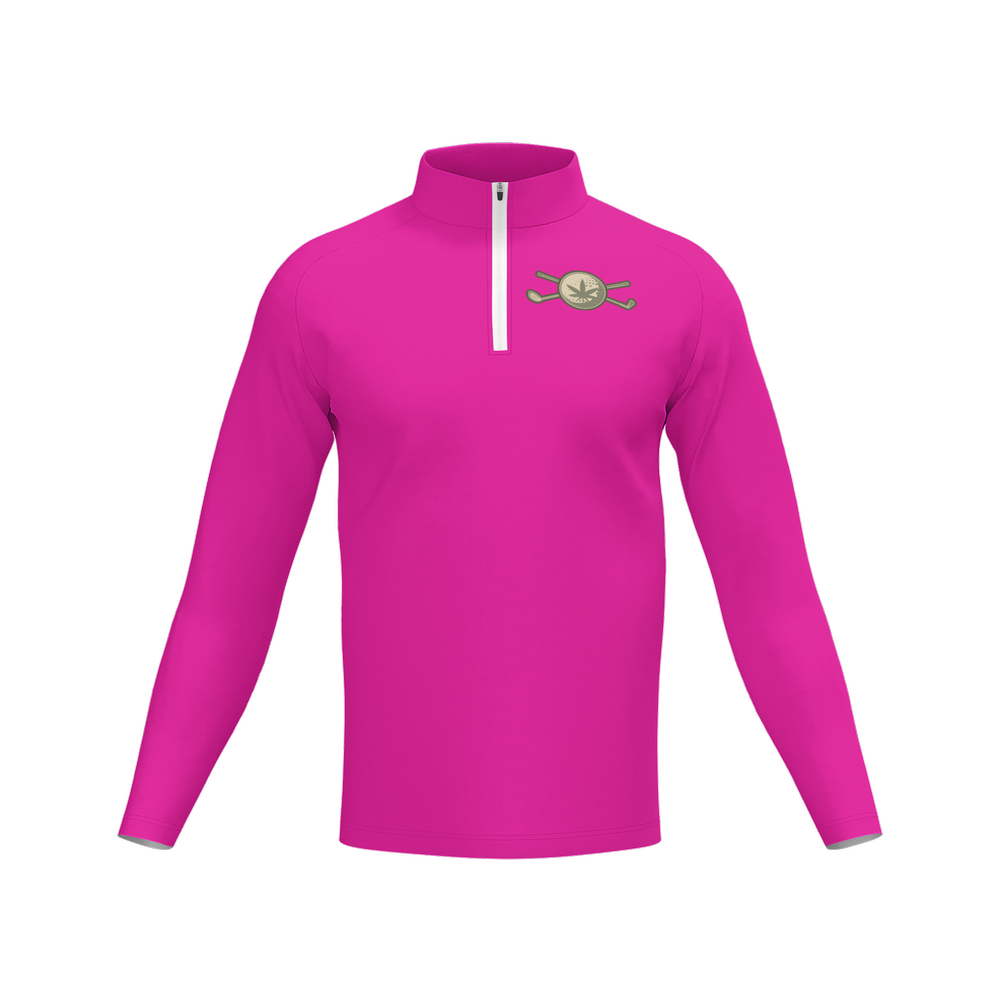 Men's Long Sleeve Quarter Zip-Dark Pink