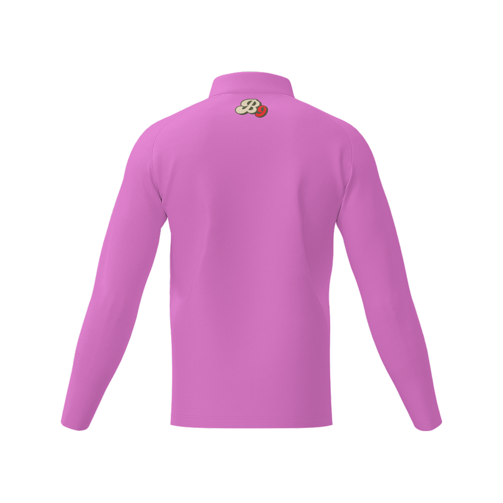 Men's Long Sleeve Quarter Zip-Light Pink