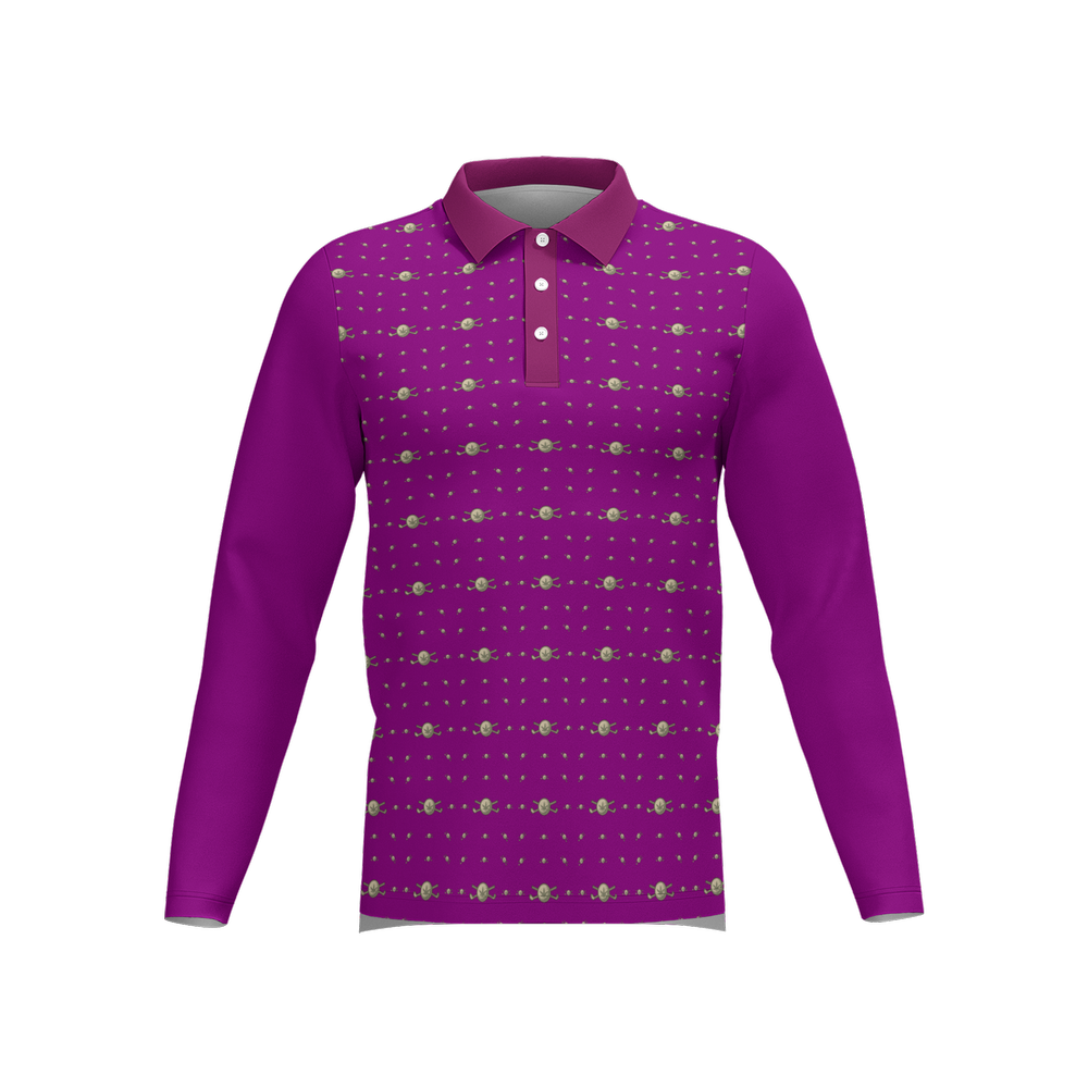 Back 9 - B9 CannaGolf Men's Classic Fit Long-Sleeve Polo Shirt-Purple