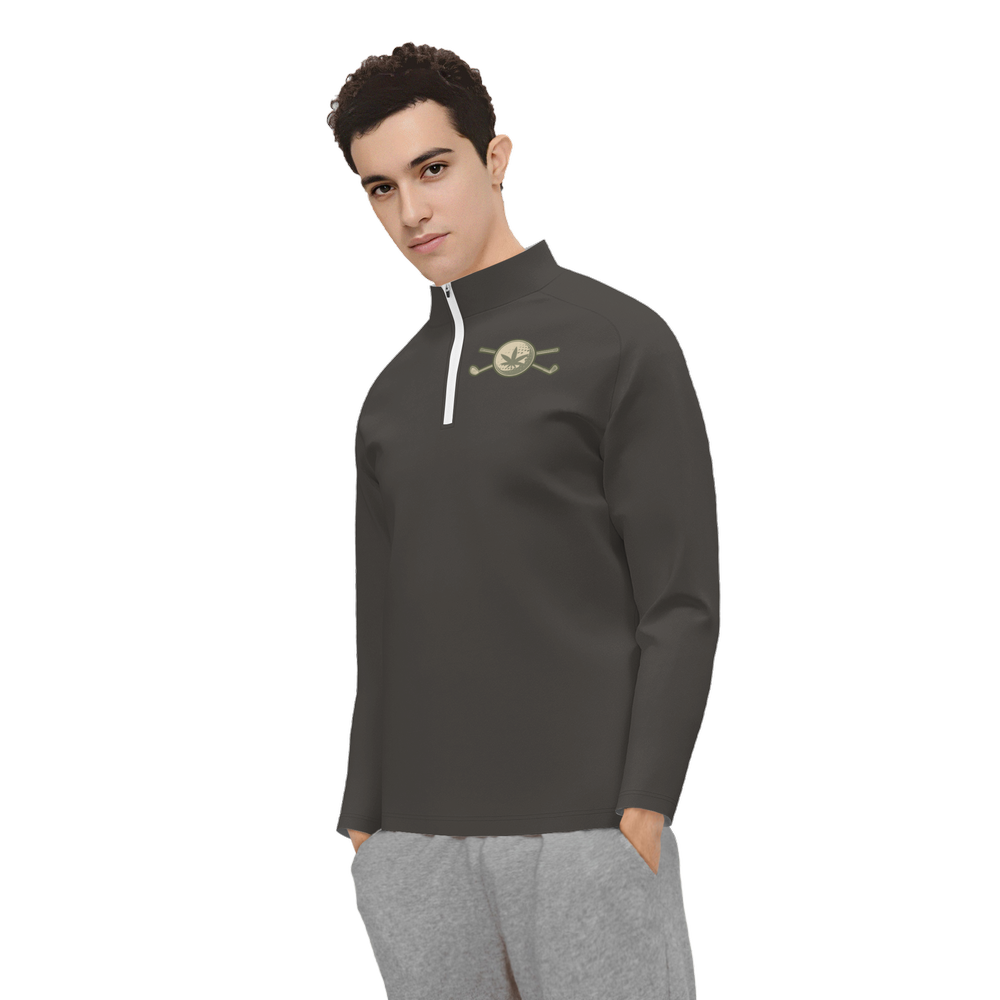 Men's Long Sleeve Quarter Zip-Dark Grey